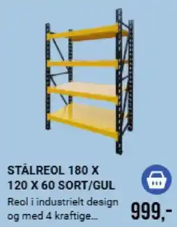 Harald Nyborg Stålreol 180 x 120 x 60 sort/gul tilbud