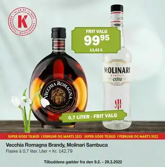 Vecchia Romagna Brandy, Molinari Sambuca