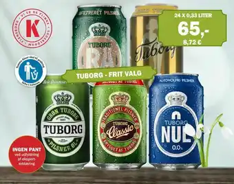 Købmandsgården Tuborg Pilsner, Classic, Rå, Guld eller NULL 0% tilbud