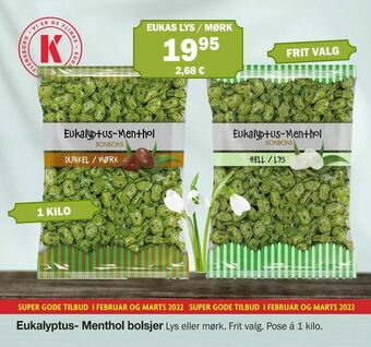 Købmandsgården Eukalyptus- Menthol bolsjer tilbud