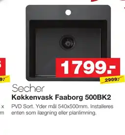 Bauhaus Secher Køkkenvask Faaborg 500BK2 tilbud