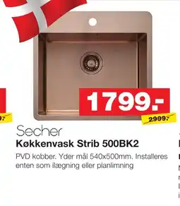 Bauhaus Secher Køkkenvask Strib 500BK2 tilbud