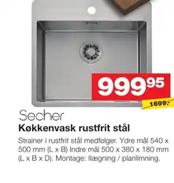 Bauhaus Secher køkkenvask rustfrit stål tilbud
