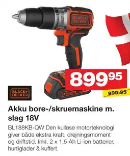 Bauhaus Black+Decker Akku bore-/skruemaskine m. slag 18V tilbud