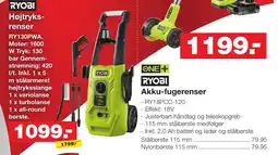 Bauhaus Ryobi højtryksrenser ry130pwa tilbud
