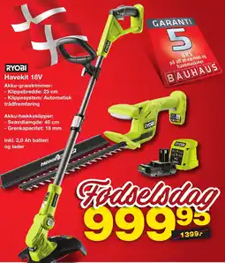 Bauhaus Ryobi Havekit 18V tilbud