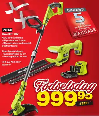 Bauhaus Ryobi Havekit 18V tilbud