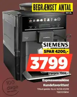 Power Siemens Espressomaskine tilbud