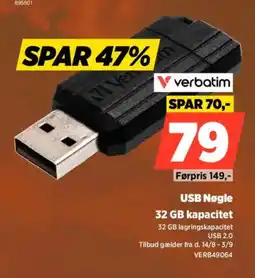 Power Verbatim USB Nøgle tilbud