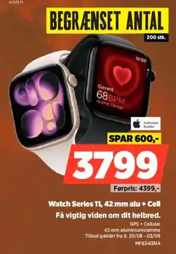Power Apple Watch Series 11, 42 mm alu + Cell tilbud
