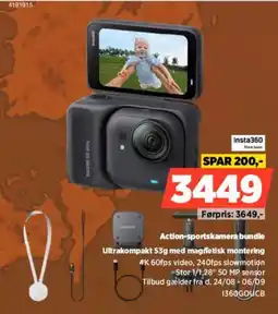 Power Insta360 Action-sportskamera bundle tilbud