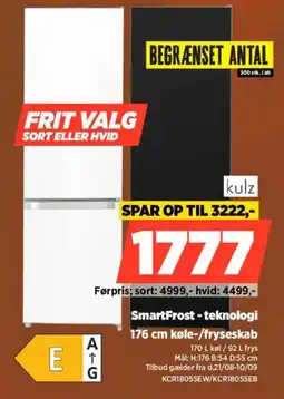 Power kulz SmartFrost - teknologi 176 cm køle-/fryseskab tilbud