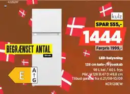 Power kulz 128 cm køle-/fryseskab tilbud