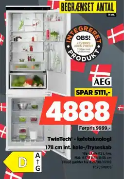 Power AEG TwinTech - køleteknologi 178 cm int. køle-/fryseskab tilbud