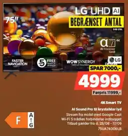 Power LG 75" UHD AI 4K Smart TV tilbud