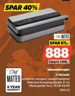 Power Chef Matteo Vakuumforsegler tilbud