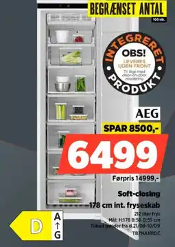 Power AEG 178 cm int. fryseskab tilbud