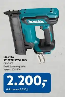 Davidsen Makita stiftepistol 18 v dfn350z tilbud