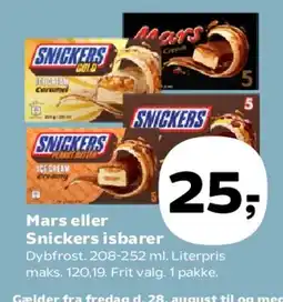Kvickly Mars eller Snickers isbarer tilbud