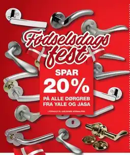 Bauhaus SPAR 20% PÅ ALLE DØRGREB FRA YALE OG JASA tilbud