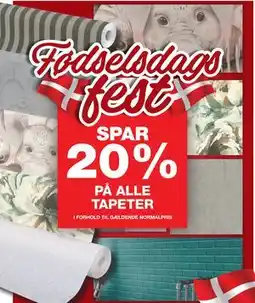 Bauhaus SPAR 20% PÅ ALLE TAPETER tilbud