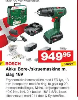 Bauhaus Akku Bore-/skruemaskine m. slag 18V tilbud