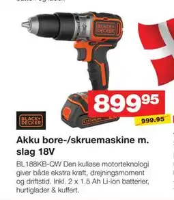 Bauhaus Akku bore-/skruemaskine m. slag 18V tilbud