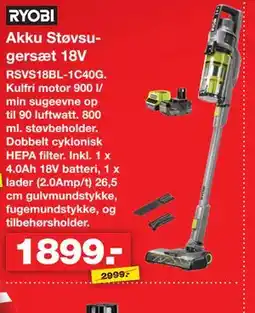 Bauhaus RYOBI Akku Støvsugersæt 18V tilbud