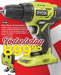 Bauhaus RYOBI Akku Bore/-skruemaskine 18V tilbud