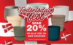 Bauhaus SPAR 20% PÅ ALLE UDE OG INDE KRUKKER tilbud