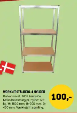 XL-BYG Work>it Stålreol 4 Hylder tilbud