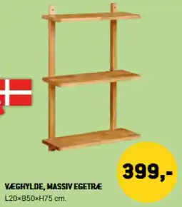 XL-BYG Væghylde, massiv egetræ tilbud