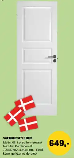 XL-BYG Swedoor style dør tilbud