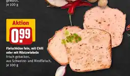 REWE DE Fleischkäse fein mit Chili oder mit Röstzwiebeln tilbud