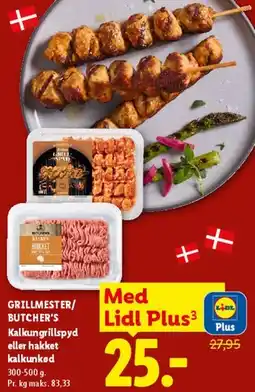 Lidl GRILLMESTER / BUTCHER'S Kalkungrillspyd eller hakket kalkunkød tilbud