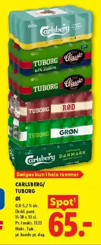 Lidl Carlsberg / Tuborg øl tilbud