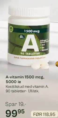 Helsam A-vitamin 1500 mcg, 500 IE tilbud