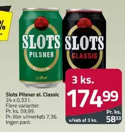 Fleggaard Slots Pilsner el. Classic tilbud