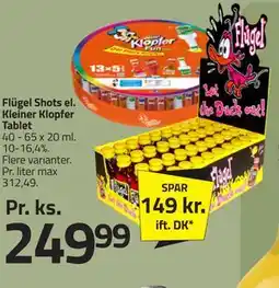 Fleggaard Flügel Shots el. Kleiner Klopfer Tablet tilbud