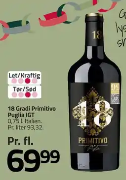 Fleggaard 18 Gradi Primitivo Puglia IGT tilbud