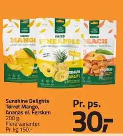 Fleggaard Sunshine Delights Tørret Mango, Ananas el. Fersken tilbud