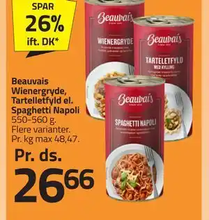 Fleggaard Beauvais Wienergryde, Tartelletfyld el. Spaghetti Napoli tilbud