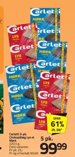 Fleggaard Carletti 3-pk. Chokopålæg Lys el. Mørk tilbud