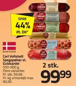 Fleggaard Carl Vollstedt Spegepølser el. Guldsardel tilbud