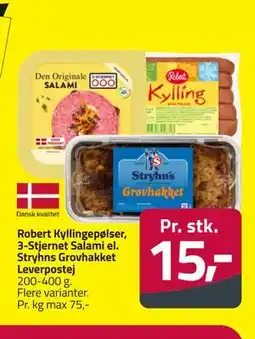 Fleggaard Robert Kyllingepølser, 3-Stjernet Salami el. Stryhns Grovhakket Leverpostej tilbud