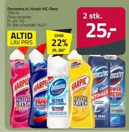 Fleggaard Domestos el. Harpic WC-Rens tilbud