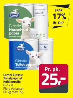 Fleggaard Lambi Classic Toiletpapir el. Køkkenrulle tilbud