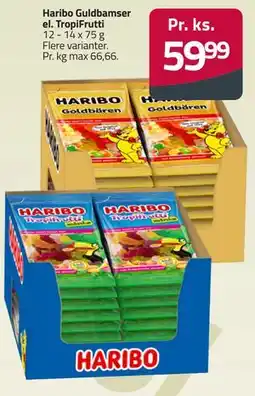 Fleggaard Haribo Guldbamser el. TropiFrutti tilbud