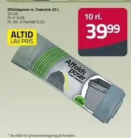 Fleggaard Affaldsposer m. Sn%reluk 20 l tilbud
