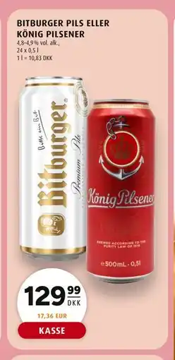 Scandinavian Park BITBURGER PILS ELLER KÖNIG PILSENER tilbud